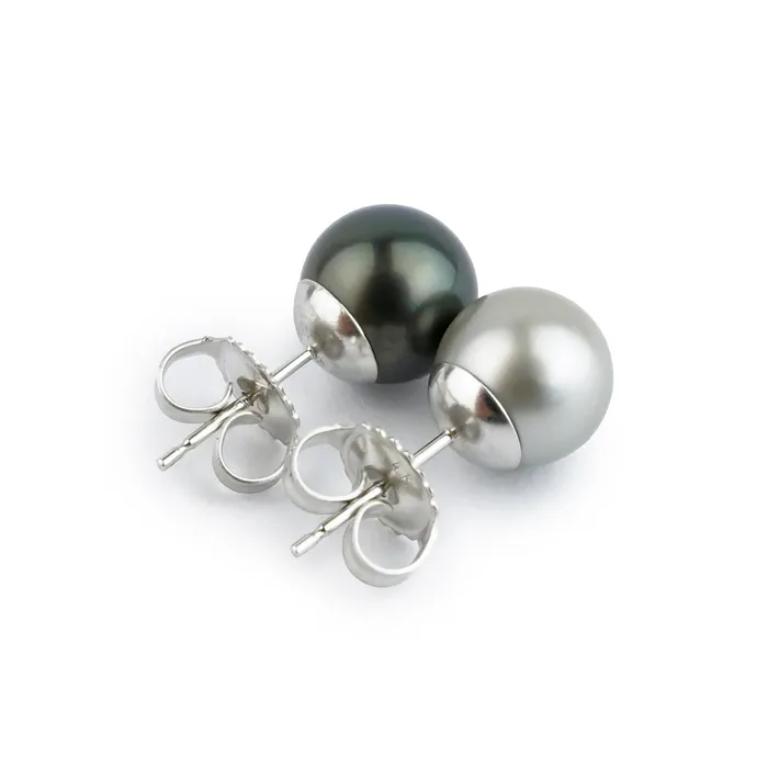 Kamoka Pearl Black White 85mm Tahitian Pearl Stud Earrings Earrings