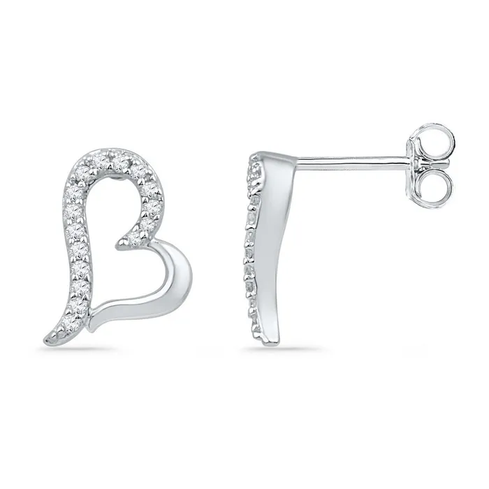 10kt White Gold Womens Round Diamond Heart Cluster Screwback Earrings 110 Cttw mayamila Earrings 10kt White Gold Womens Round Diamond Heart Cluster Screwback Earrings 110 Cttw mayamila Earrings