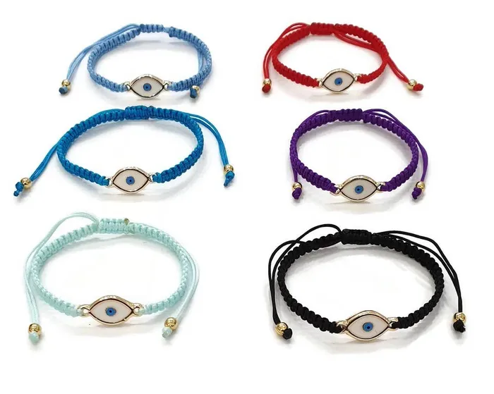 Bracelet Macrome Evil Eye Oval Baby Blue Silver Loli Bracelets