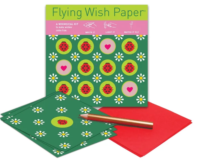 FLYING WISH PAPER Earrings LADYBUGS SPRING Mini kit with 15 Wishes accessories