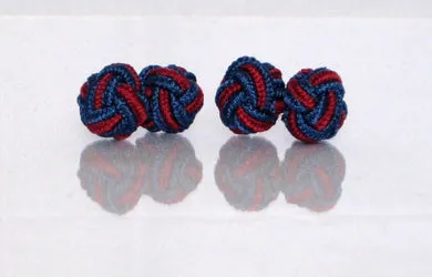 Head Shoulders Toes and Bows Blue Red Silk Knot Cufflinks Rings