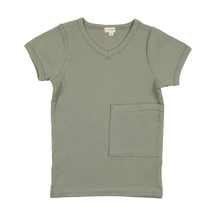 Lil Legs Necklaces Lil Legs Ribbed VTee with Pocket Green