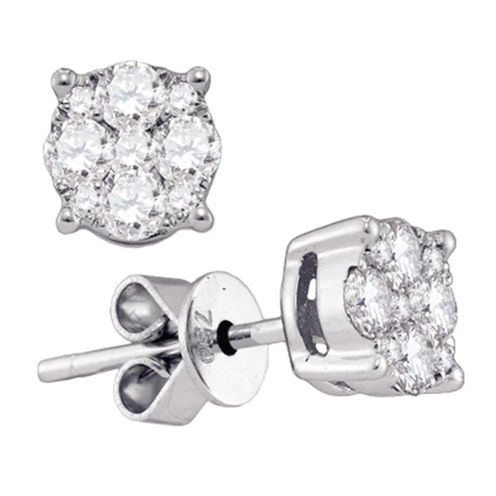 mayamila Earrings 18kt White Gold Womens Round Diamond Cluster Stud Earrings 58 Cttw mayamila Earrings 18kt White Gold Womens Round Diamond Cluster Stud Earrings 58 Cttw
