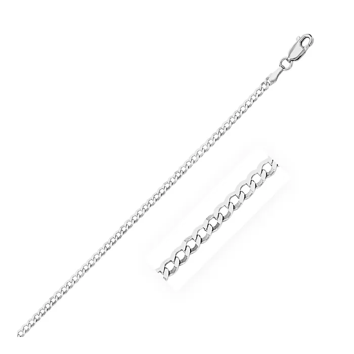 Necklaces MayaMila 26mm 14k White Gold Solid Curb Chain