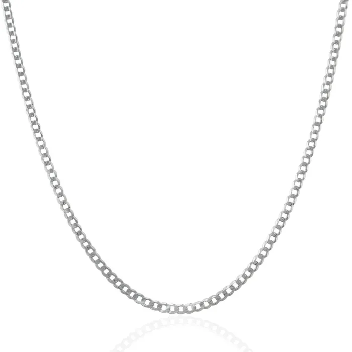 Necklaces MayaMila 26mm 14k White Gold Solid Curb Chain