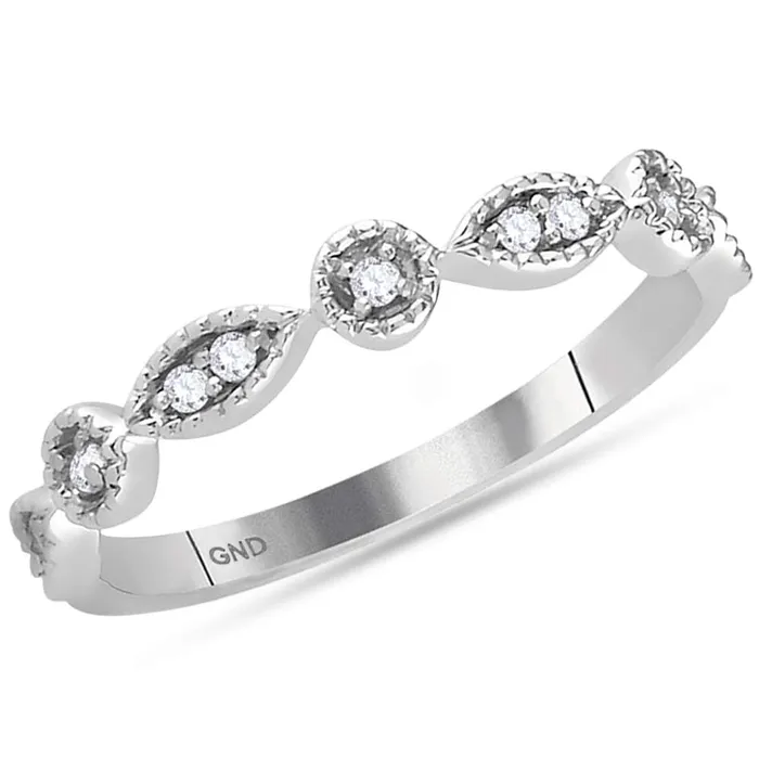Rings 14kt White Gold Womens Round Diamond Stackable Band Ring 110 Cttw mayamila Rings 14kt White Gold Womens Round Diamond Stackable Band Ring 110 Cttw mayamila