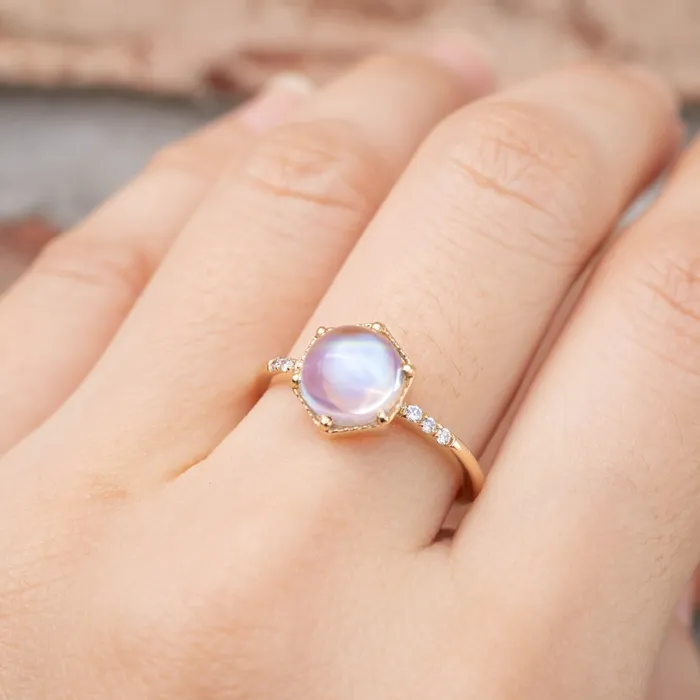 Rings Envero Jewelry Grace Ring 18ct Rainbow Moonstone