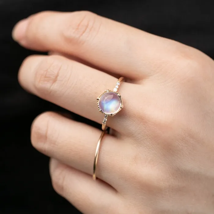 Rings Envero Jewelry Grace Ring 18ct Rainbow Moonstone
