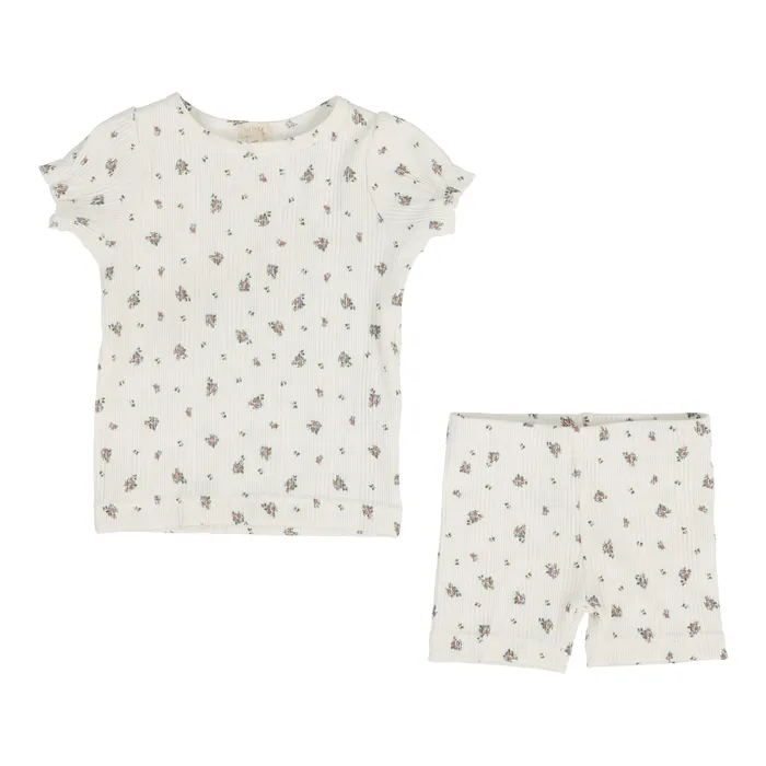 Rings Lil Legs Lil Legs Vintage Floral Short Set Light Floral Printed Weekday Collection