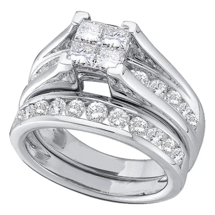 Rings mayamila 10kt White Gold Womens Princess Diamond Bridal Wedding Engagement Ring Band Set 12 Cttw Rings mayamila 10kt White Gold Womens Princess Diamond Bridal Wedding Engagement Ring Band Set 12 Cttw