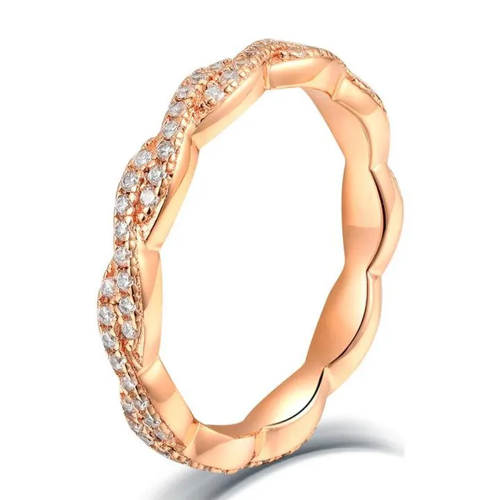 Rings Shineofidamond Rose Golden Twist Interweave Stackable Ring Rings Shineofidamond Rose Golden Twist Interweave Stackable Ring
