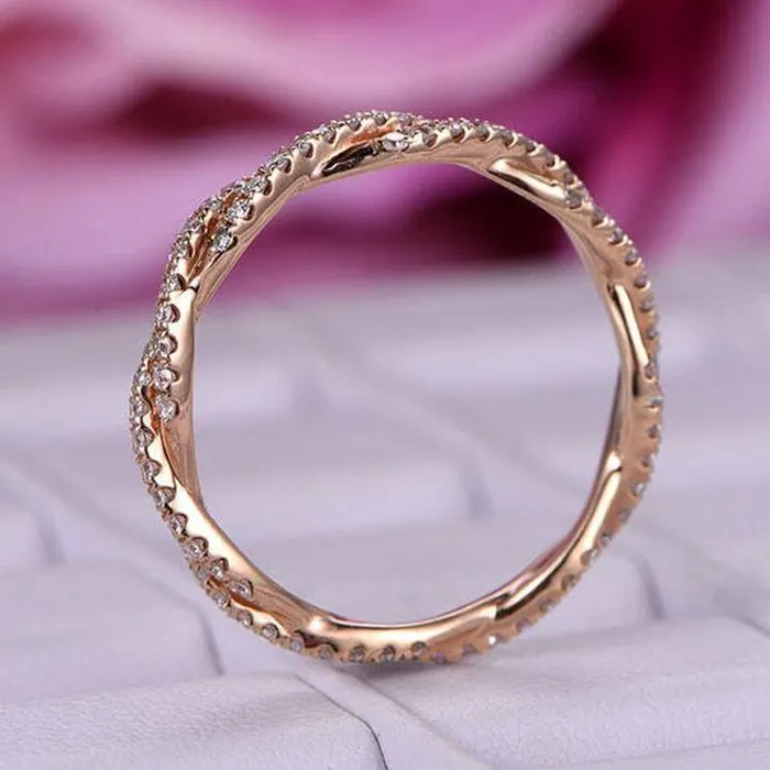 Rings Shineofidamond Rose Golden Twist Interweave Stackable Ring Rings Shineofidamond Rose Golden Twist Interweave Stackable Ring