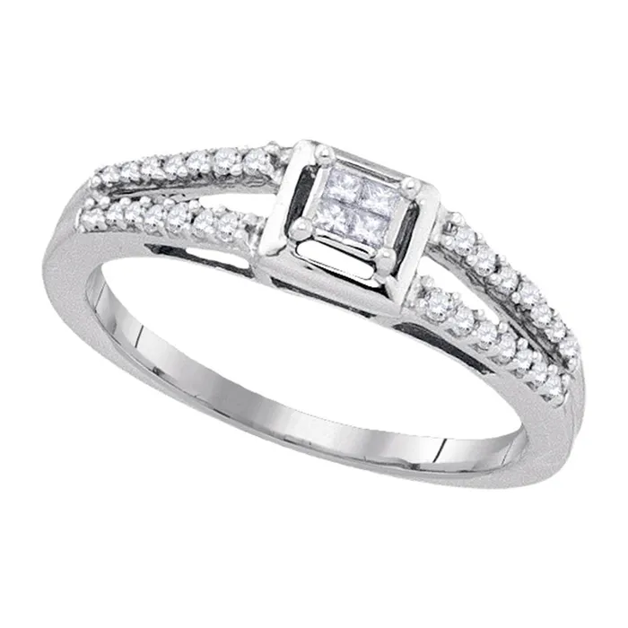 Rings Sterling Silver Womens Princess Diamond Cluster Splitshank Bridal Wedding Engagement Ring 15 Cttw mayamila Rings Sterling Silver Womens Princess Diamond Cluster Splitshank Bridal Wedding Engagement Ring 15 Cttw mayamila