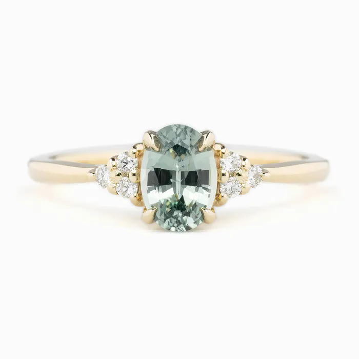 Teresa Ring 091ct Light Blue Green Madagascar Sapphire 14K Yellow Gold One of a kind Envero Jewelry Rings Teresa Ring 091ct Light Blue Green Madagascar Sapphire 14K Yellow Gold One of a kind Envero Jewelry Rings