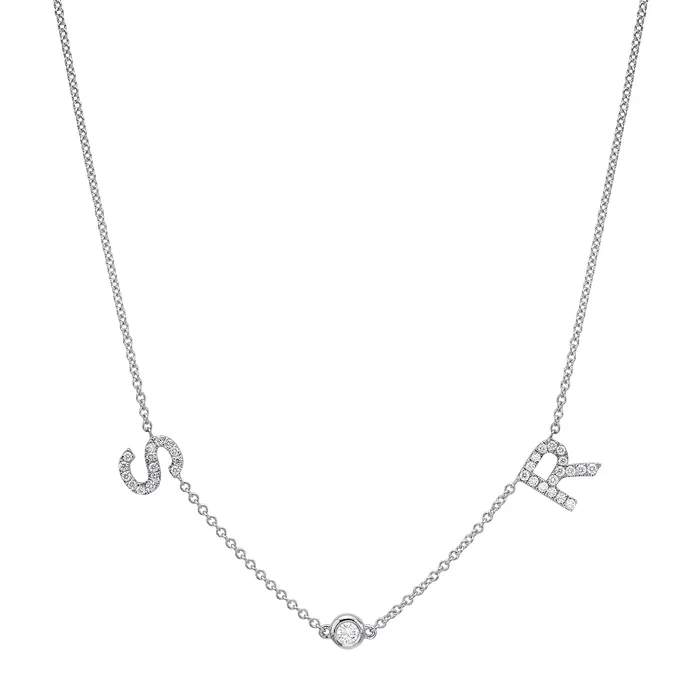 The Private Room Fine Jewelry Necklaces Diamond Bezel 2 Initials Necklace