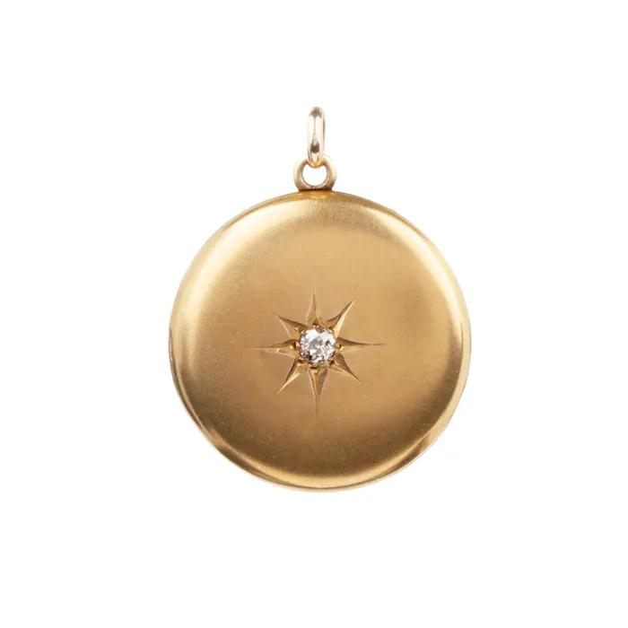 Antique Old Mine Cut Diamond Gold Locket Bell Bird Antiques Necklaces