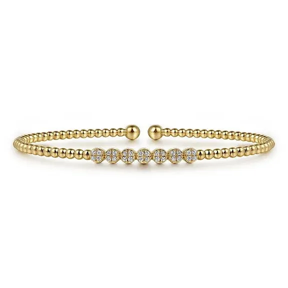 GABRIEL CO Bracelets 14K Yellow Gold Bujukan Bead and Cluster Diamond Bangle GABRIEL CO Bracelets 14K Yellow Gold Bujukan Bead and Cluster Diamond Bangle