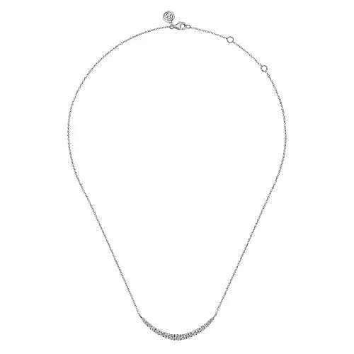 GABRIEL CO Necklaces 14K White Gold Prong Set Diamond Bar Necklace