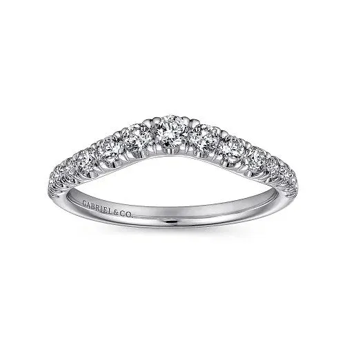 GABRIEL CO Rings Annecy Curved 14K White Gold French Pave Set Diamond Wedding Band 05 ct GABRIEL CO Rings Annecy Curved 14K White Gold French Pave Set Diamond Wedding Band 05 ct