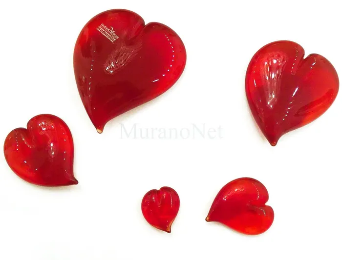 MuranoVItrum Rings Murano Glass Red Heart decorations