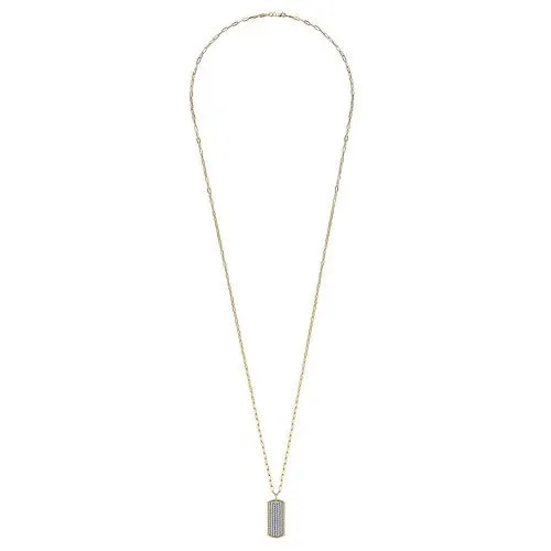 Necklaces GABRIEL CO 14K Yellow Gold Diamond Pave Dog Tag Pendant Hollow Chain Necklace Necklaces GABRIEL CO 14K Yellow Gold Diamond Pave Dog Tag Pendant Hollow Chain Necklace