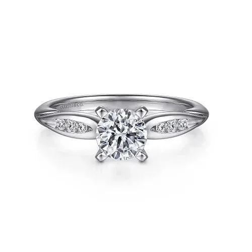 Quinn 14K White Gold Round Diamond Channel Set Engagement Ring Setting only center stone not included GABRIEL CO Rings Quinn 14K White Gold Round Diamond Channel Set Engagement Ring Setting only center stone not included GABRIEL CO Rings