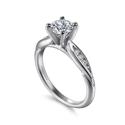 Quinn 14K White Gold Round Diamond Channel Set Engagement Ring Setting only center stone not included GABRIEL CO Rings Quinn 14K White Gold Round Diamond Channel Set Engagement Ring Setting only center stone not included GABRIEL CO Rings
