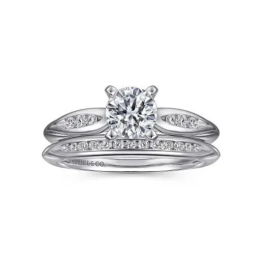 Quinn 14K White Gold Round Diamond Channel Set Engagement Ring Setting only center stone not included GABRIEL CO Rings Quinn 14K White Gold Round Diamond Channel Set Engagement Ring Setting only center stone not included GABRIEL CO Rings