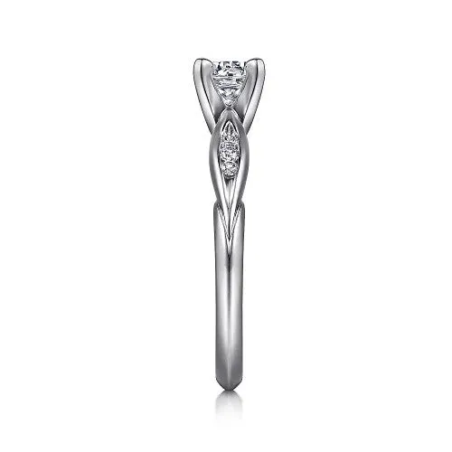 Quinn 14K White Gold Round Diamond Channel Set Engagement Ring Setting only center stone not included GABRIEL CO Rings Quinn 14K White Gold Round Diamond Channel Set Engagement Ring Setting only center stone not included GABRIEL CO Rings