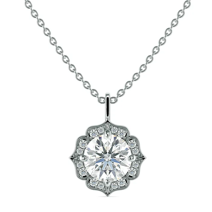 Sapheena Jewelry Necklaces Cecelia 20 Ct Round Cut Moissanite Pendant