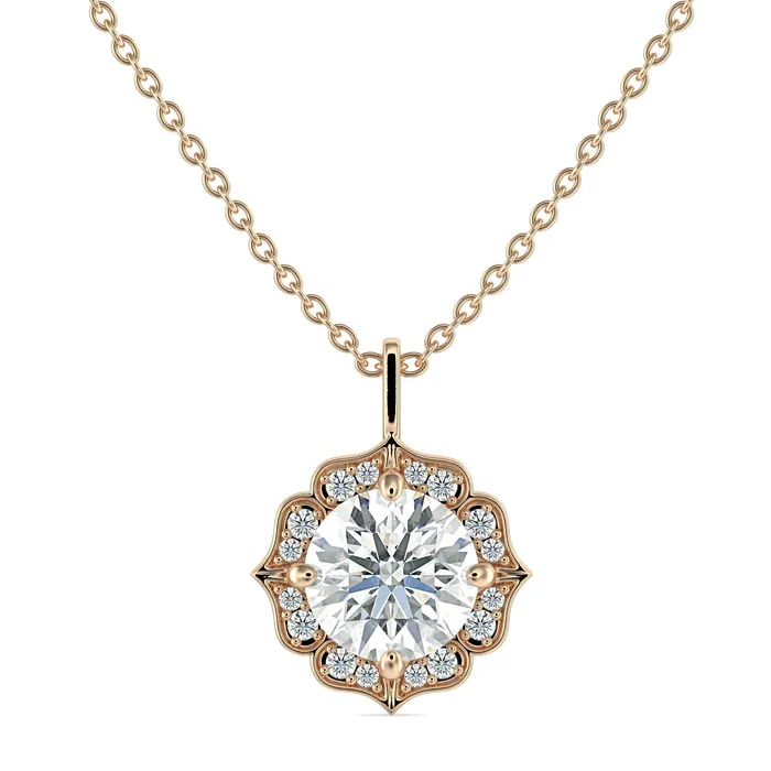 Sapheena Jewelry Necklaces Cecelia 20 Ct Round Cut Moissanite Pendant