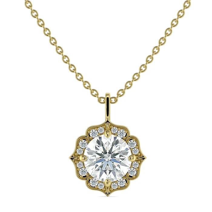 Sapheena Jewelry Necklaces Cecelia 20 Ct Round Cut Moissanite Pendant