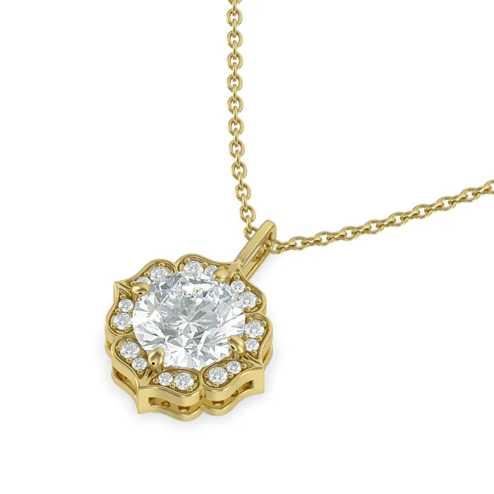 Sapheena Jewelry Necklaces Cecelia 20 Ct Round Cut Moissanite Pendant