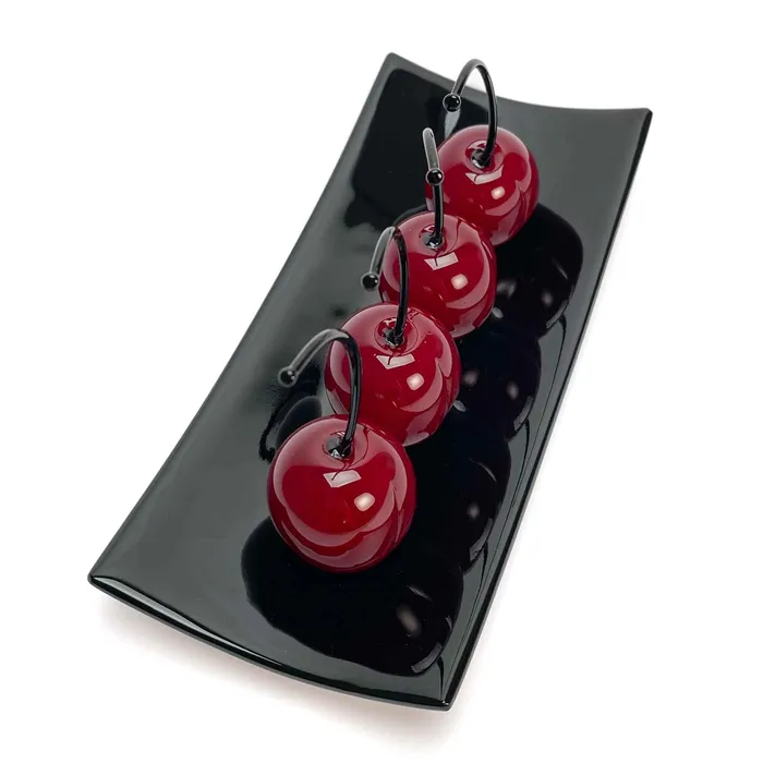 Set 4 Big Cherries with Black Plate Love and Elegance Murano Glass MuranoVItrum Rings Set 4 Big Cherries with Black Plate Love and Elegance Murano Glass MuranoVItrum Rings