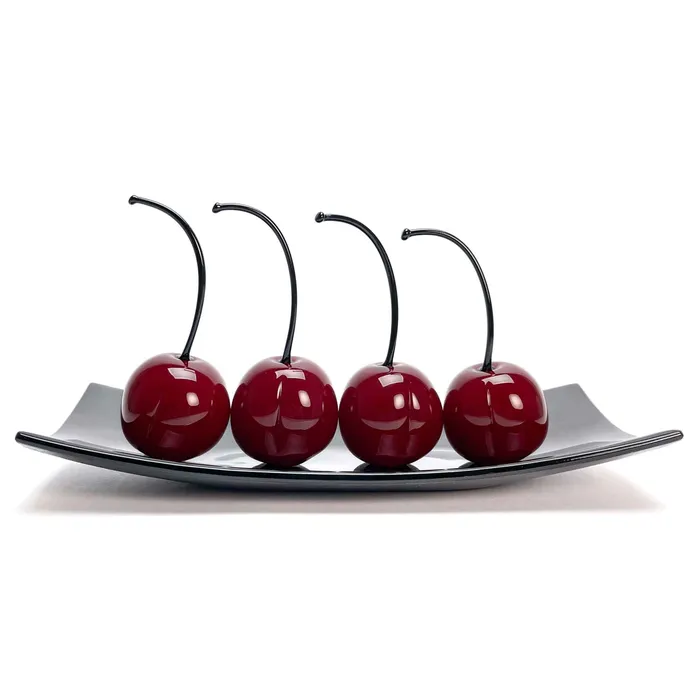 Set 4 Big Cherries with Black Plate Love and Elegance Murano Glass MuranoVItrum Rings Set 4 Big Cherries with Black Plate Love and Elegance Murano Glass MuranoVItrum Rings