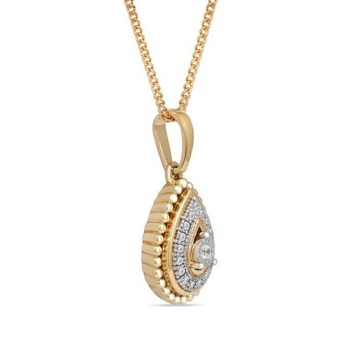 005 CT TW Natural Diamond Teardrop Bead Frame Pendant in 10K Yellow Gold Goldia Necklaces 005 CT TW Natural Diamond Teardrop Bead Frame Pendant in 10K Yellow Gold Goldia Necklaces