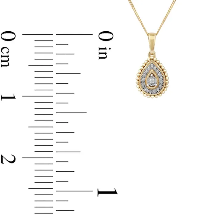 005 CT TW Natural Diamond Teardrop Bead Frame Pendant in 10K Yellow Gold Goldia Necklaces 005 CT TW Natural Diamond Teardrop Bead Frame Pendant in 10K Yellow Gold Goldia Necklaces