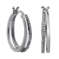 007 CT TW Diamond Double Row Hoop Earrings in Sterling Silver Goldia Earrings 007 CT TW Diamond Double Row Hoop Earrings in Sterling Silver Goldia Earrings