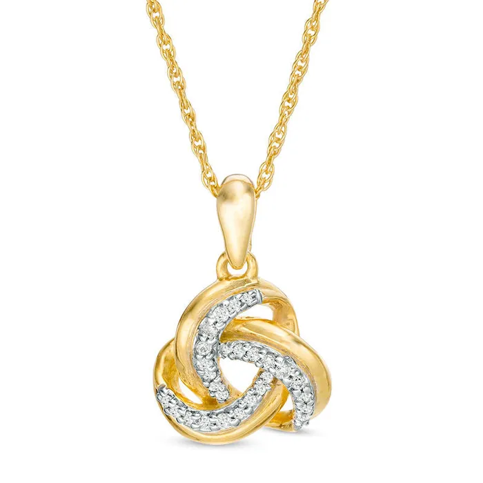 01 CT TW Natural Diamond Love Knot Pendant in 10K Yellow Gold Goldia Necklaces 01 CT TW Natural Diamond Love Knot Pendant in 10K Yellow Gold Goldia Necklaces
