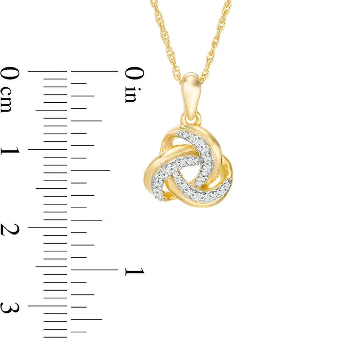 01 CT TW Natural Diamond Love Knot Pendant in 10K Yellow Gold Goldia Necklaces 01 CT TW Natural Diamond Love Knot Pendant in 10K Yellow Gold Goldia Necklaces