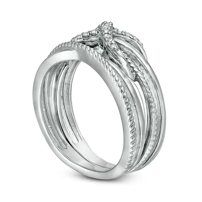 010 CT TW Natural Diamond Infinity Crossover Two Piece Stackable Band Set in Sterling Silver Goldia Rings 010 CT TW Natural Diamond Infinity Crossover Two Piece Stackable Band Set in Sterling Silver Goldia Rings