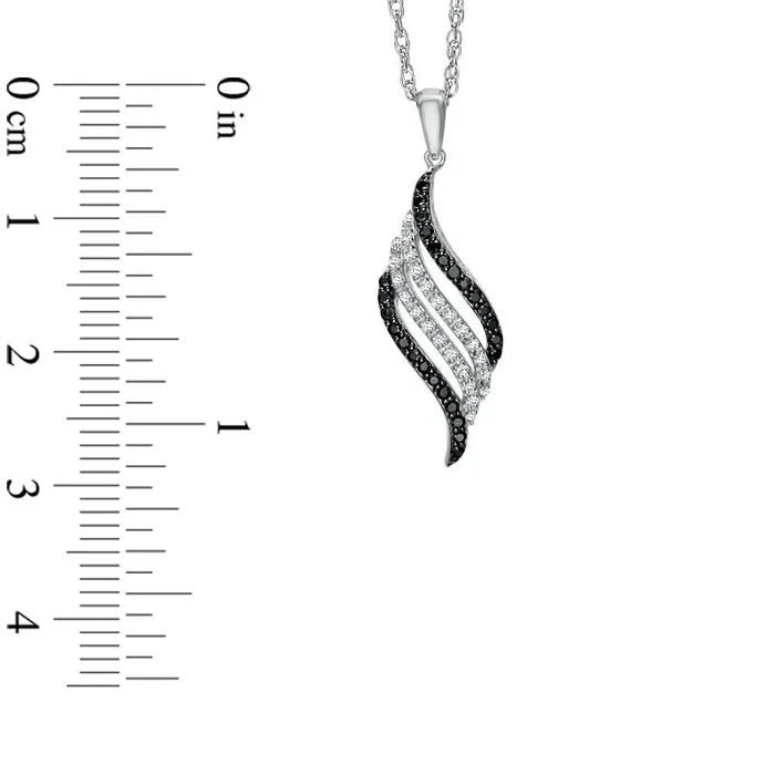 02 CT TW Enhanced Black and White Natural Diamond Swirl Pendant in Sterling Silver Goldia Necklaces 02 CT TW Enhanced Black and White Natural Diamond Swirl Pendant in Sterling Silver Goldia Necklaces