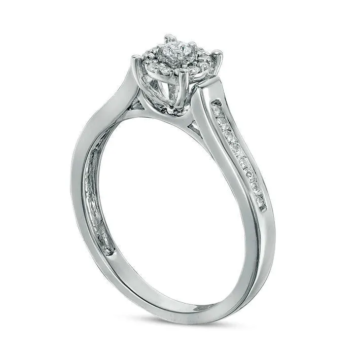 020 CT TW Natural Diamond Double Frame Promise Ring in Solid 10K White Gold Goldia Rings 020 CT TW Natural Diamond Double Frame Promise Ring in Solid 10K White Gold Goldia Rings