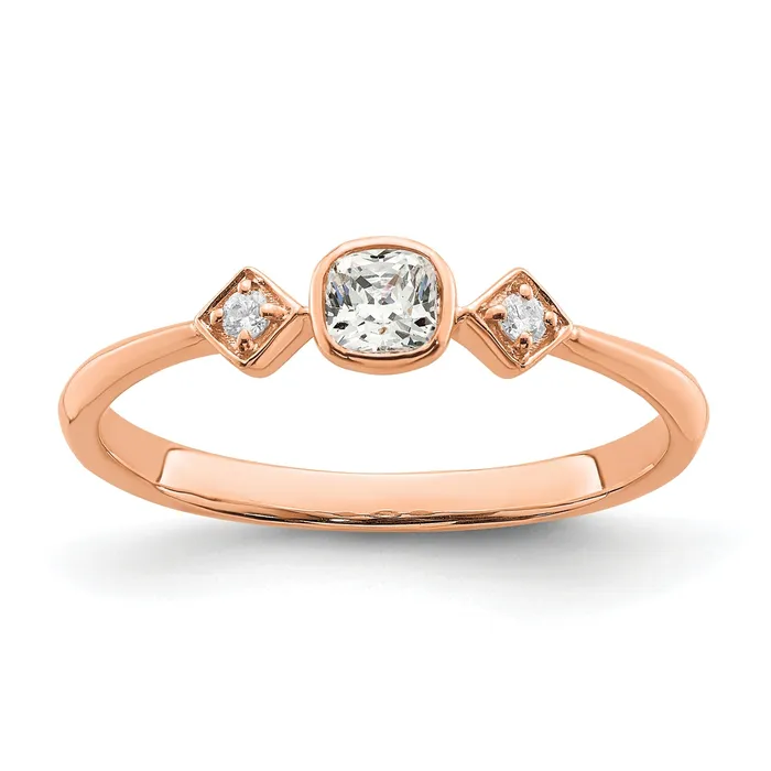 024ct CZ Solid Real 14k Rose Gold Polish Petite Cushion Complete Dia Ring Goldia Rings 024ct CZ Solid Real 14k Rose Gold Polish Petite Cushion Complete Dia Ring Goldia Rings