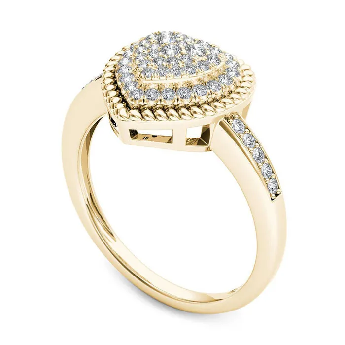 025 CT TW Composite Natural Diamond HeartShaped Rope Frame Ring in Solid 10K Yellow Gold Goldia Rings 025 CT TW Composite Natural Diamond HeartShaped Rope Frame Ring in Solid 10K Yellow Gold Goldia Rings