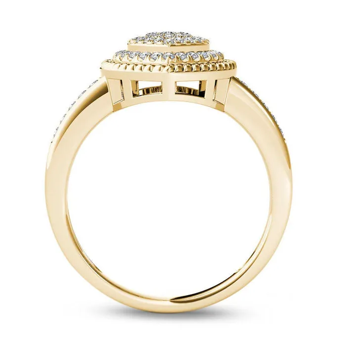 025 CT TW Composite Natural Diamond HeartShaped Rope Frame Ring in Solid 10K Yellow Gold Goldia Rings 025 CT TW Composite Natural Diamond HeartShaped Rope Frame Ring in Solid 10K Yellow Gold Goldia Rings