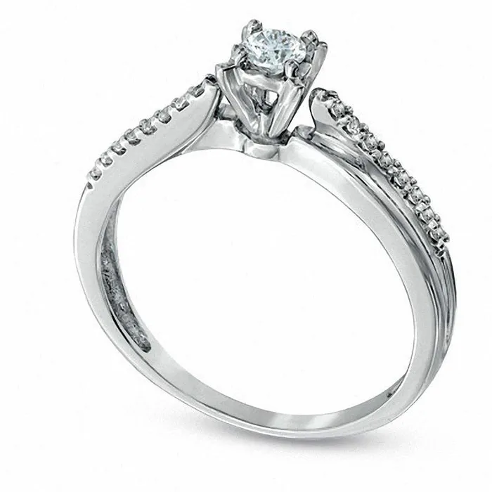 025 CT TW Natural Diamond Crisscross Promise Ring in Solid 10K White Gold Goldia Rings 025 CT TW Natural Diamond Crisscross Promise Ring in Solid 10K White Gold Goldia Rings