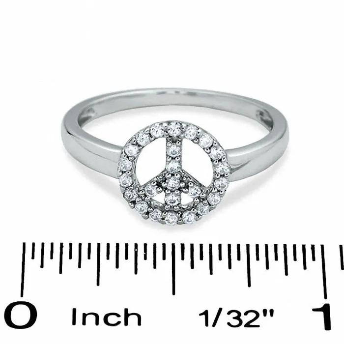 025 CT TW Natural Diamond Peace Ring in Solid 10K White Gold Goldia Rings 025 CT TW Natural Diamond Peace Ring in Solid 10K White Gold Goldia Rings