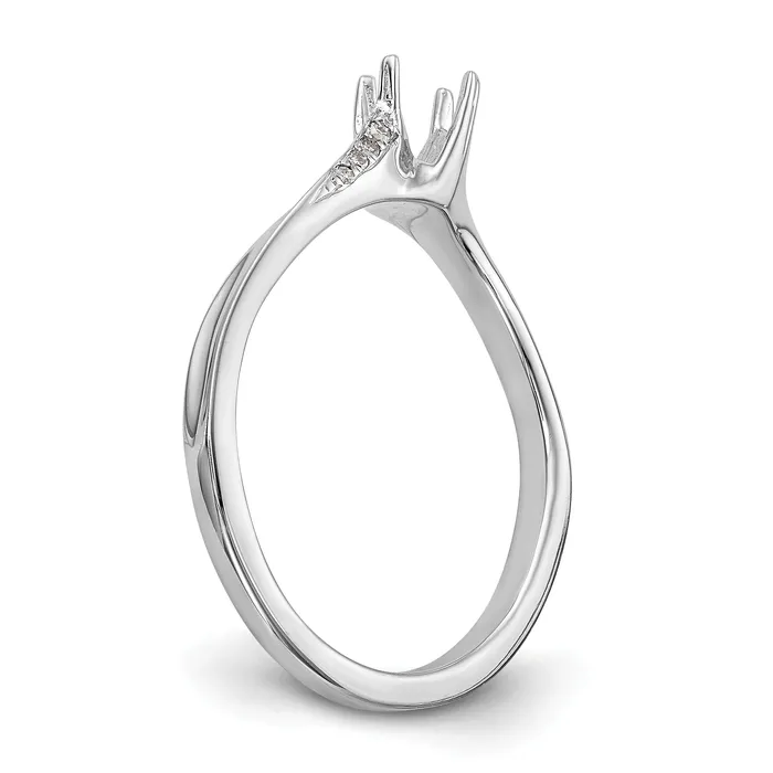 025ct CZ Solid Real 14k White Gold Round ByPass Engagement Ring Goldia Rings