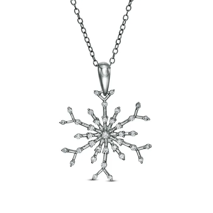 033 CT TW Natural Diamond Snowflake Pendant in Sterling Silver Goldia Necklaces 033 CT TW Natural Diamond Snowflake Pendant in Sterling Silver Goldia Necklaces